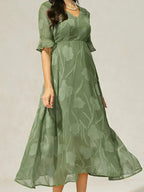 Ruffle Flutter Lace Maxi Dress