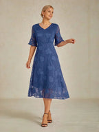 Ruffle Flutter Lace Maxi Dress